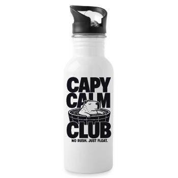 Capy Club Relaxed Capybara Design - Water bottle with straw - white - Right