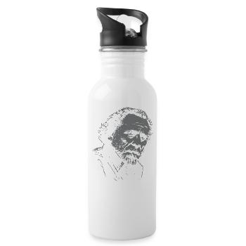 Bukowski Quote Typography on Dark Portrait - Water bottle with straw - white - Right