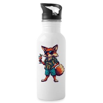 Fuchs Comic Sommer - Trinkflasche mit integriertem Trinkhalm - Weiß - Rechts