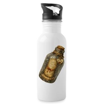 Vintage message in a bottle - Water bottle with straw - white - Right