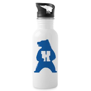 H-Bär Silhouette Blau - Trinkflasche mit integriertem Trinkhalm - Weiß - Rechts