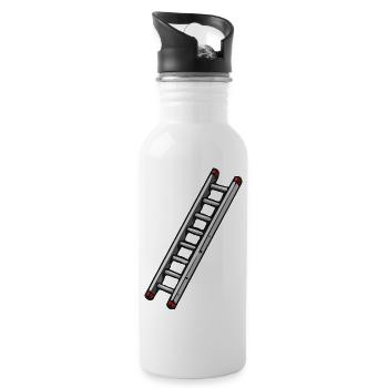 Diagonale Leiter Illustration - Trinkflasche mit integriertem Trinkhalm - Weiß - Rechts
