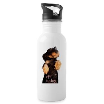 Dackel T-Shirt  - Trinkflasche mit integriertem Trinkhalm - Weiß - Rechts