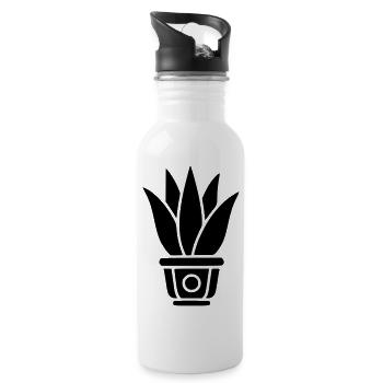 Aloe Vera Houseplant Flower Shop Logo Florist - Water bottle with straw - white - Right