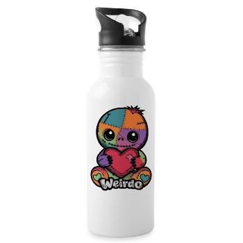 Patchwork Cuddly Hero Weirdo Heart - Water bottle with straw - white - Right