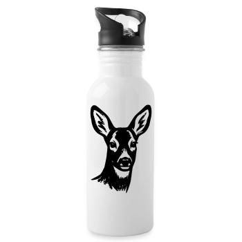 Deer Outline Forest Animal Cottagecore Friends of Nature - Water bottle with straw - white - Right