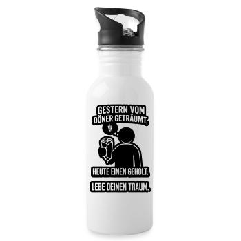 Döner Traum Lebe deinen Traum - Trinkflasche mit integriertem Trinkhalm - Weiß - Rechts