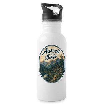 Auszeit in die Berge - Trinkflasche mit integriertem Trinkhalm - Weiß - Rechts