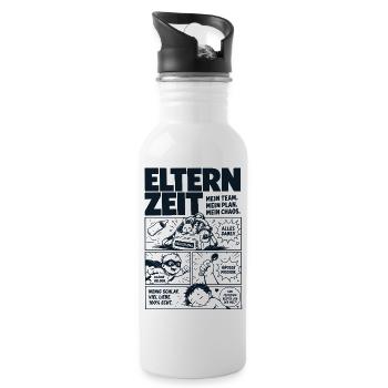 Elternzeit Mein Team Mein Plan Mein Chaos - Trinkflasche mit integriertem Trinkhalm - Weiß - Rechts