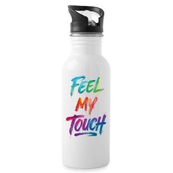 Feel My Touch Colorful Text Painting Print - Water bottle with straw - white - Right
