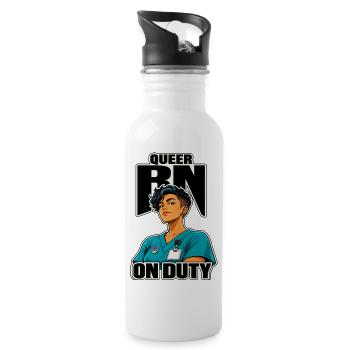 RN pride infirmier queer infirmière en service, badge buddy nurse gift - Gourde avec paille intégrée - blanc - Droite