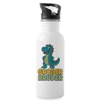 Großer Bruder Dinosaurier - Trinkflasche mit integriertem Trinkhalm - Weiß - Rechts