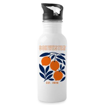 Schwester 2026 - Trinkflasche mit integriertem Trinkhalm - Weiß - Rechts