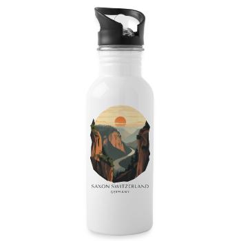 Saxon Switzerland | Vintage National Park - Trinkflasche mit integriertem Trinkhalm - Weiß - Rechts