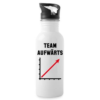 Team Aufwärts (Erfolg / Fortschritt / Rot 2C) - Trinkflasche mit integriertem Trinkhalm - Weiß - Rechts