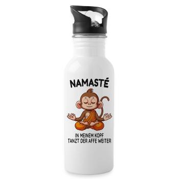 Namasté – Der Affe tanzt im Kopf - Trinkflasche mit integriertem Trinkhalm - Weiß - Rechts
