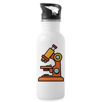 Mikroskop-Illustration fürs Laborabenteuer - Trinkflasche mit integriertem Trinkhalm - Weiß - Rechts