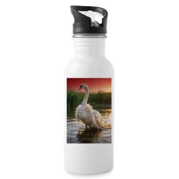 Pearl Swan in Sunset - Water bottle with straw - white - Right