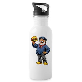 Lachender Ostfriese - Trinkflasche mit integriertem Trinkhalm - Weiß - Rechts