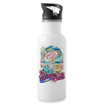 Under The Sun Skull Strand Sommer Geschenk - Trinkflasche mit integriertem Trinkhalm - Weiß - Rechts