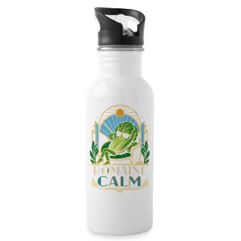 Romaine Calm Salad Pun - Water bottle with straw - white - Right