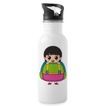 School enrollment girls with school bags – start of school - Water bottle with straw - white - Right