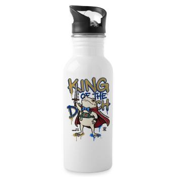 Frog King Ditch D20 RPG Amphibian Knight Art - Water bottle with straw - white - Right