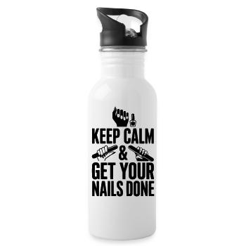 Keep Calm & Get Your Nails Done - Water bottle with straw - white - Right