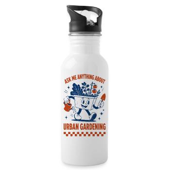 Ask Me Anything About Urban Gardening - Water bottle with straw - white - Right