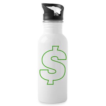 Neon-Dollar Umriss Design - Trinkflasche mit integriertem Trinkhalm - Weiß - Rechts