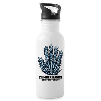 Climber Hands: Built Different Röntgen Design - Trinkflasche mit integriertem Trinkhalm - Weiß - Rechts
