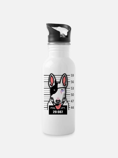 VERHAFTETER HUND - Trinkflasche mit integriertem Trinkhalm - Weiß