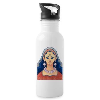 Hexe mit menschlichen Ohrringen und Halskette - Trinkflasche mit integriertem Trinkhalm - Weiß - Rechts