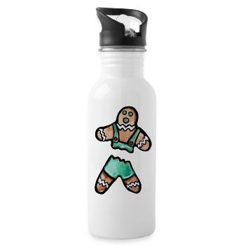 Lebkuchen-Bayerisches Outfit - Trinkflasche mit integriertem Trinkhalm - Weiß - Rechts