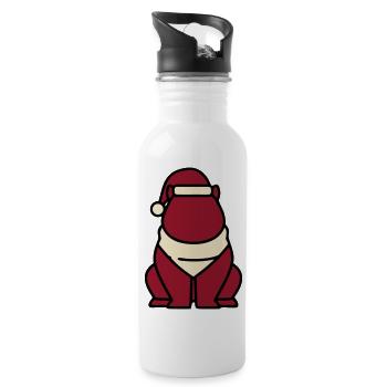 Capybara Weihnachten Icon - Trinkflasche mit integriertem Trinkhalm - Weiß - Rechts