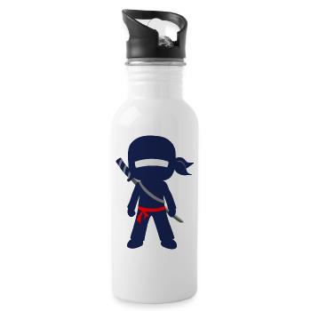 Ninja mit Schwert und Bandana - Trinkflasche mit integriertem Trinkhalm - Weiß - Rechts
