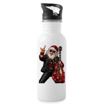 Santa Rock Weihnachtsgitarre - Trinkflasche mit integriertem Trinkhalm - Weiß - Rechts