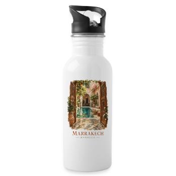 Marrakesch Marokko Vintage-Charme - Trinkflasche mit integriertem Trinkhalm - Weiß - Rechts