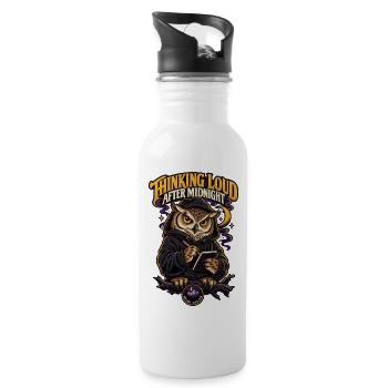 RobVibe Wild Club – Owl Thinking After Midnight - Trinkflasche mit integriertem Trinkhalm - Weiß - Rechts