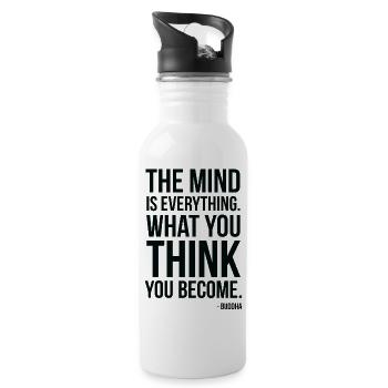 Buddha Mind Is Everything Zitattypografie - Trinkflasche mit integriertem Trinkhalm - Weiß - Rechts