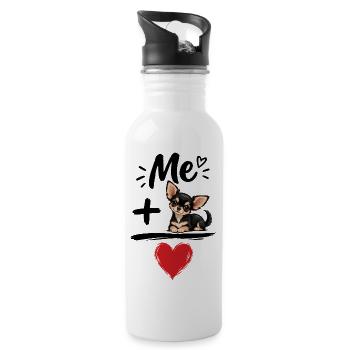 Chihuahua-Hundeliebhaber Haustier-Mama Papa Hundekunst - Trinkflasche mit integriertem Trinkhalm - Weiß - Rechts