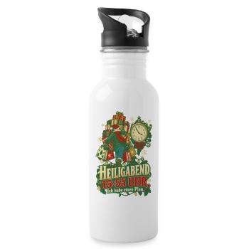 Heiligabend 15:55 Uhr mit Plan - Trinkflasche mit integriertem Trinkhalm - Weiß - Rechts