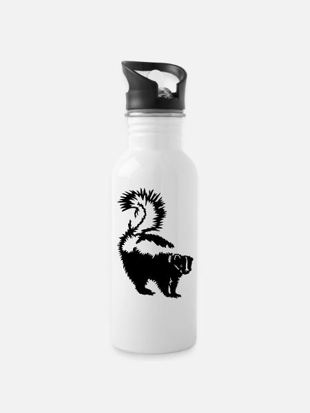 Skunk - Water bottle with straw - white