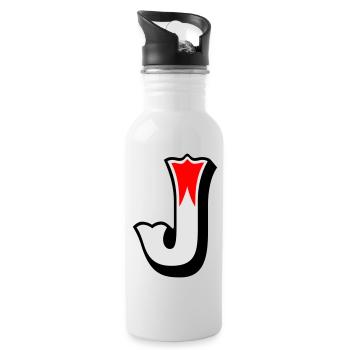 Buchstabe - J - Trinkflasche mit integriertem Trinkhalm - Weiß - Rechts