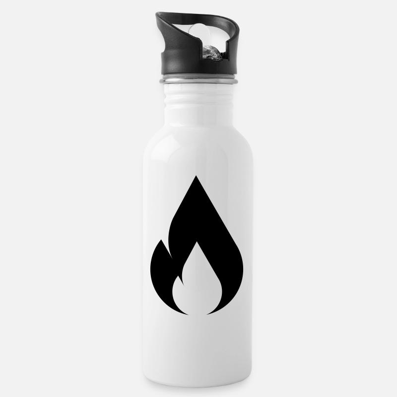Flamme de feu - Gourde avec paille intégrée - blanc