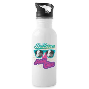 Mallorca party crew vintage style - Water bottle with straw - white - Right