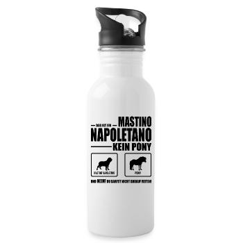 MASTINO NAPOLETANO kein Pony Hundespruch Wilsigns - Trinkflasche mit integriertem Trinkhalm - Weiß - Rechts