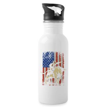 Rodeo Bull Rider Amerikanische Flagge Geschenk - Trinkflasche mit integriertem Trinkhalm - Weiß - Rechts