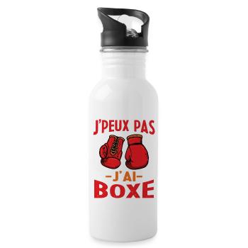 Je Peux Pas J'ai Boxe Sport Boxeur Cadeau - Gourde avec paille intégrée - blanc - Droite
