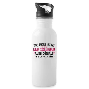 Collègue. Collègues. Cadeau départ retraite humour - Gourde avec paille intégrée - blanc - Droite